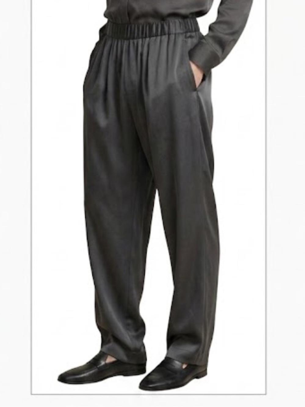 Theory 100% silk pull on straight leg pants black size large